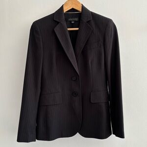 Anne Klein Women's Black Pinstripe Button Suit Blazer Size 2